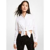 MICHAEL Michael Kors Stretch Organic Cotton Poplin Tie-Front Shirt