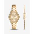 Michael Kors Mini Tibby Gold-Tone Pave Watch and Bracelet Gift Set