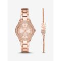 Michael Kors Mini Tibby Rose Gold-Tone Pave Watch and Bracelet Gift Set