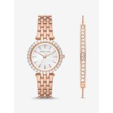 Michael Kors Mini Darci Pave Rose Gold-Tone Watch and Bracelet Gift Set