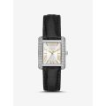 Michael Kors Mini Emery Pave Silver-Tone and Crocodile Embossed Leather Watch
