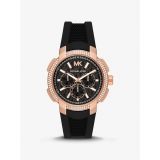 Michael Kors Oversized Sydney Pave Rose Gold-Tone and Silicone Watch