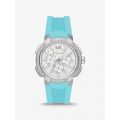 Michael Kors Oversized Sydney Pave Silver-Tone and Silicone Watch