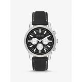 Michael Kors Oversized Hutton Silver-Tone and Leather Watch