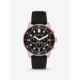 Michael Kors Oversized Cunningham Rose Gold-Tone and Silicone Watch
