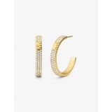 Michael Kors 14K Gold-Plated Sterling Silver Pave Logo Hoop Earrings