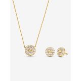 Michael Kors 14K Gold-Plated Sterling Silver Pave Logo Disc Earrings and Necklace Set