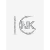 Michael Kors Precious Metal-Plated Brass Pave Logo Hoop Earrings