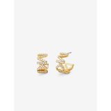 Michael Kors 14K Gold-Plated Brass Pave Logo Small Hoop Earrings