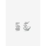 Michael Kors Platinum-Plated Brass Pave Logo Small Hoop Earrings