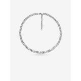 Michael Kors Platinum-Plated Brass Pave Logo Chain Necklace