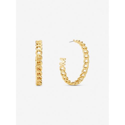 마이클코어스 Michael Kors 14k Gold-Plated Brass Curb Link Hoop Earrings