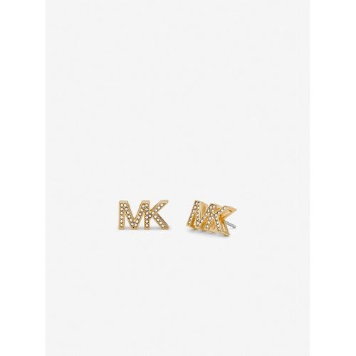 마이클코어스 Michael Kors Tri-Tone Brass Pave Logo Stud Earrings