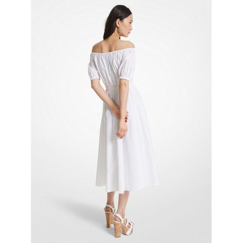 마이클코어스 MICHAEL Michael Kors Stretch Organic Cotton Poplin Off-The-Shoulder Dress