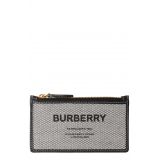 BURBERRY Somerset Canvas & Leather Card Case_BLACK/ TAN