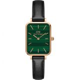 DANIEL WELLINGTON Quadro Melrose Leather Strap Watch, 20mm x 26mm_ROSE GOLD/ GREEN