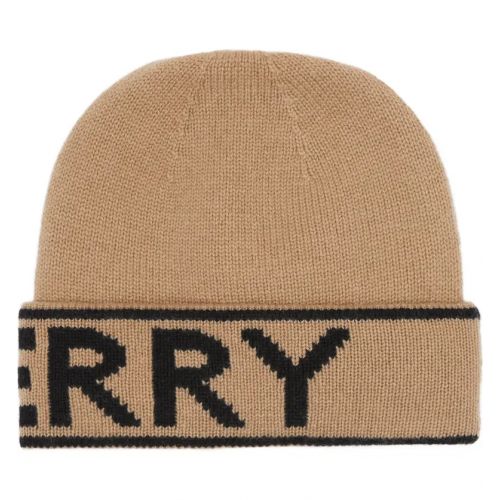 버버리 BURBERRY Intarsia Logo Cashmere Hat_ARCHIVE BEIGE