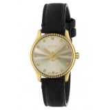 GUCCI G-Timeless Bee Leather Strap Watch, 32mm_BLACK/ GOLD