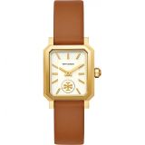 TORY BURCH Robinson Leather Strap Watch, 27mm x 29mm_BROWN/ WHITE/ GOLD