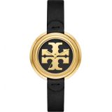 TORY BURCH The Miller Leather Strap Watch, 36mm_BROWN/ BLACK/ GOLD