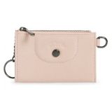 LONGCHAMP Le Pliage Cuir Coin Purse with Key Ring_PALE PINK