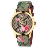 GUCCI G-Timeless Floral Print GG Canvas Strap Watch, 38mm_BLOOMS/GOLD