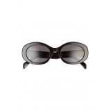 CELINE Triomphe 54mm Oval Sunglasses_SHINY SOLID BLACK/ SMOKE