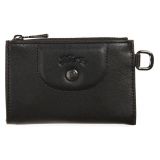 LONGCHAMP Le Pliage Cuir Coin Purse with Key Ring_BLACK