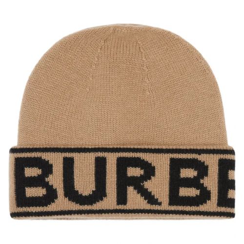 버버리 BURBERRY Intarsia Logo Cashmere Hat_ARCHIVE BEIGE