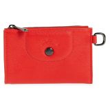 LONGCHAMP Le Pliage Cuir Coin Purse with Key Ring_KISS RED