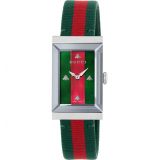 GUCCI G-Frame Nylon Strap Watch, 21mm x 34mm_GREEN/ RED/ SILVER