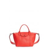 Longchamp Le Pliage Cuir Leather Shoulder Bag_KISS RED