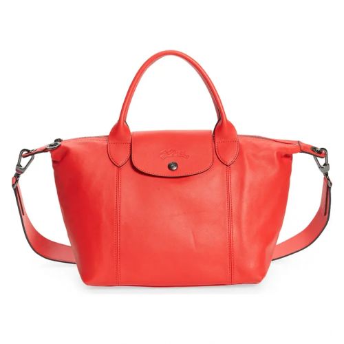  Longchamp Le Pliage Cuir Leather Shoulder Bag_KISS RED