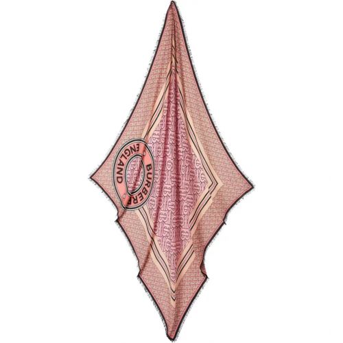 버버리 Burberry TB Monogram & Logo Wool & Silk Scarf_CANDY PINK