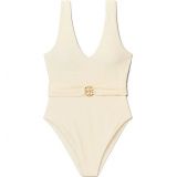 Tory Burch Miller Plunge One-Piece Swimsuit_NEW IVORY