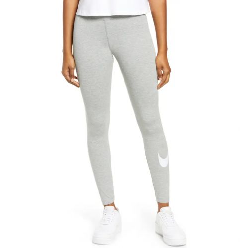나이키 Nike Sportswear Swoosh Leggings_DARK GREY HEATHER/ WHITE