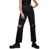 Topshop Double Ripped Knee Dad Jeans_WASHED BLACK