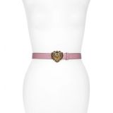 Dolce&Gabbana Devotion Logo Heart Buckle Leather Belt_ROSA