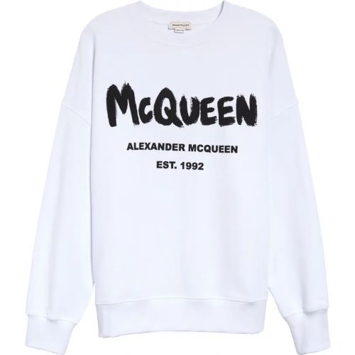 알렉산더 매퀸 Alexander McQueen Womens Graffiti Logo Sweatshirt_WHITE / BLACK