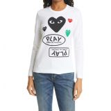 Comme des Garcons PLAY Heart Face Graphic Tee_White