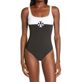 Tory Burch Colorblock One-Piece Swimsuit_BLACK / WHITE