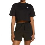 Nike Sportswear Short Sleeve Jersey Crop Top_BLACK/ WHITE