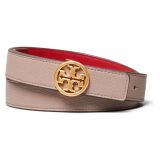 Tory Burch T-Logo Reversible Leather Belt_GRAY HERON/ RED/ GOLD