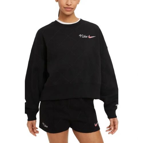 나이키 Nike Sportswear Quilted Fleece Sweatshirt_BLACK/ BLACK/ SIREN RED