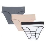 DKNY Seamless Litewear 3-Pack Bikinis_GRAPHITE/ POPLIN STRIPE/ SHELL