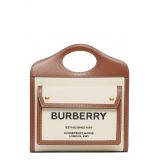 Burberry Mini Logo Canvas & Leather Pocket Bag_NATURAL BROWN
