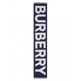Burberry Logo Jacquard Wool Football Scarf_NAVY