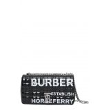 Burberry Small Lola TB Horseferry Print Quilted Check Shoulder Bag_BLACK