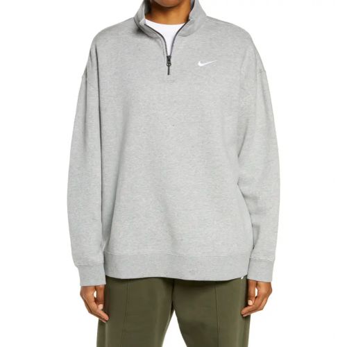 나이키 Nike Sportswear Quarter Zip Pullover_GREY HEATHER/ WHITE
