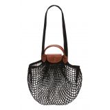 Longchamp Le Pliage Filet Knit Shoulder Bag_BLACK